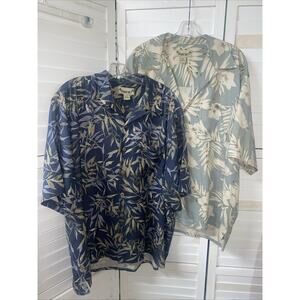 Set Of 2 Paradise Coves Silk Shirt Hawaiian Short Sleeve Button Front Sz XXL